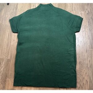 Fate Womens Green Mock Neck Short Sleeve Sweater Dress Top Size Large